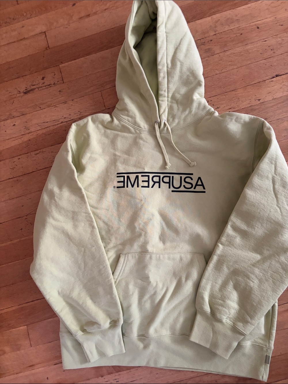 Supreme Reverse Logo Hoodie in Light Green